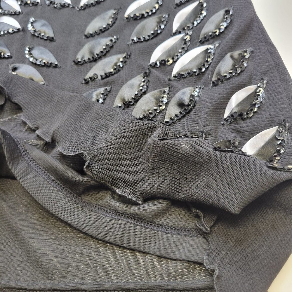 Sexy Dress Sequin Sheer Mini Glitter Silver Black Tunic Dress - Small or Petite - Picture 6 of 10